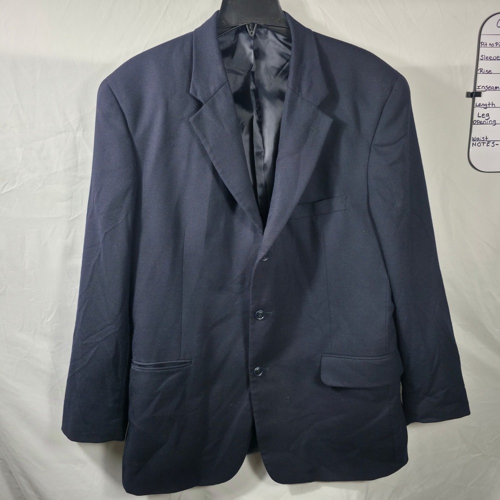 Alfani Blazer Mens 44 Navy Blue Fair 100% Wool 3-Button Jacket 717